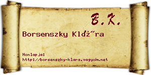 Borsenszky Klára névjegykártya
